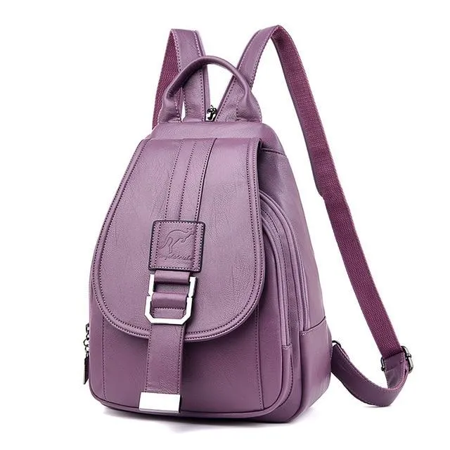 Anti Theft Leather Backpack