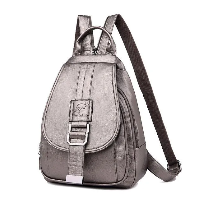 Anti Theft Leather Backpack