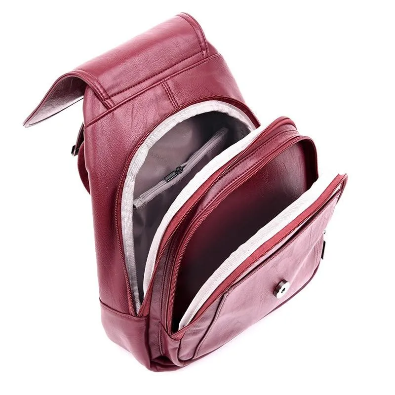 Anti Theft Leather Backpack