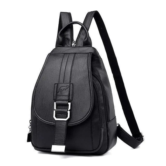 Anti Theft Leather Backpack
