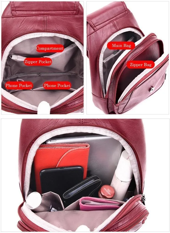 Anti Theft Leather Backpack