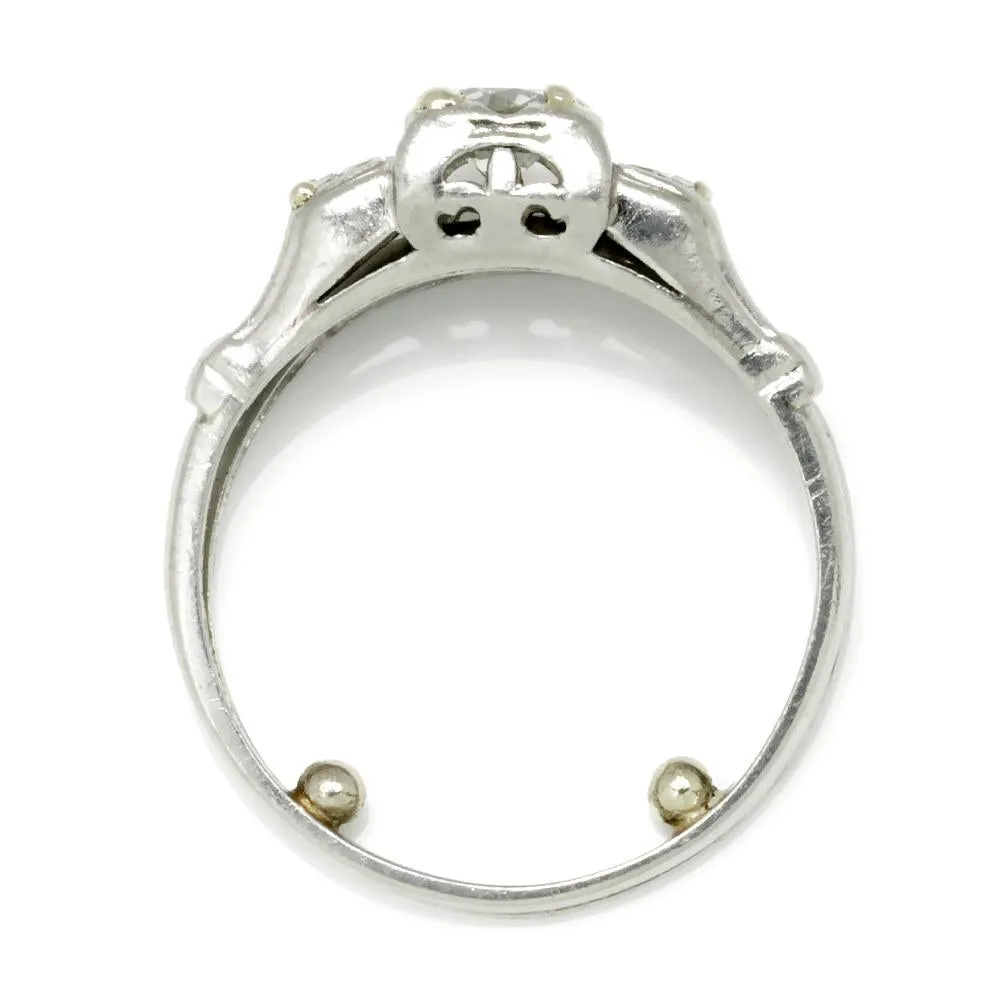 Art Deco Round Diamond Engagement Ring Set Platinum