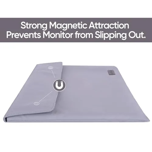 ARZOPA 14.0" Portable Monitor Sleeve Bag, PU Leather Laptop Tablet Case, Grey