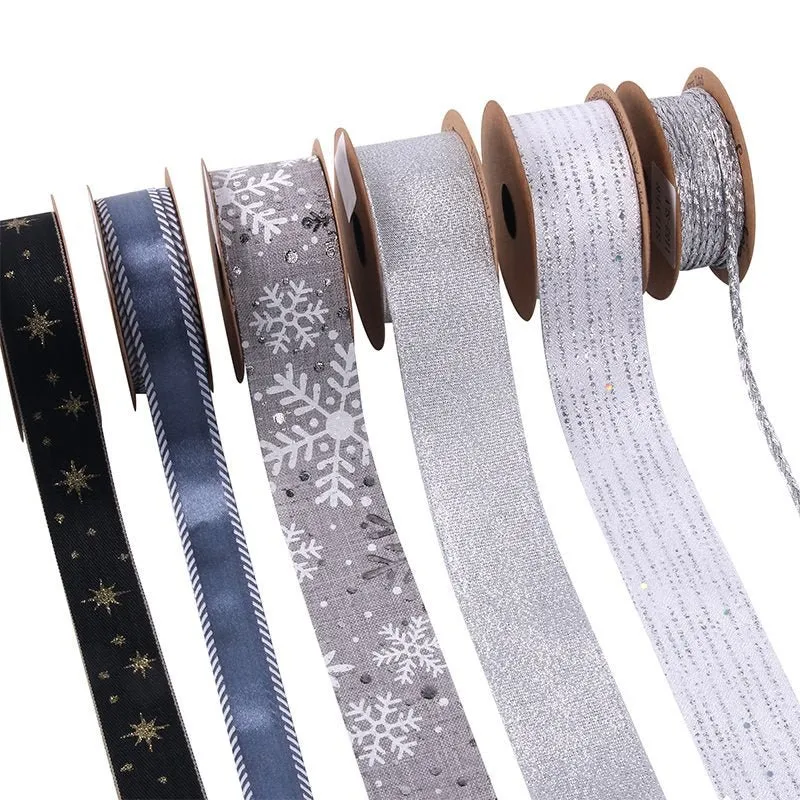 Assorted Christmas Silver & Blue Mix Ribbon 2m
