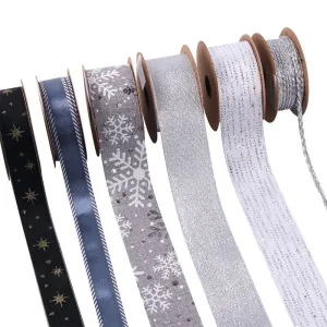 Assorted Christmas Silver & Blue Mix Ribbon 2m