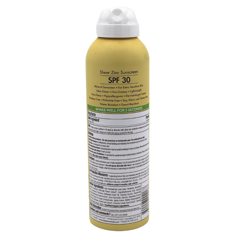 Babo Botanicals Sheer Zinc Sunscreen Spray SPF 30 6oz