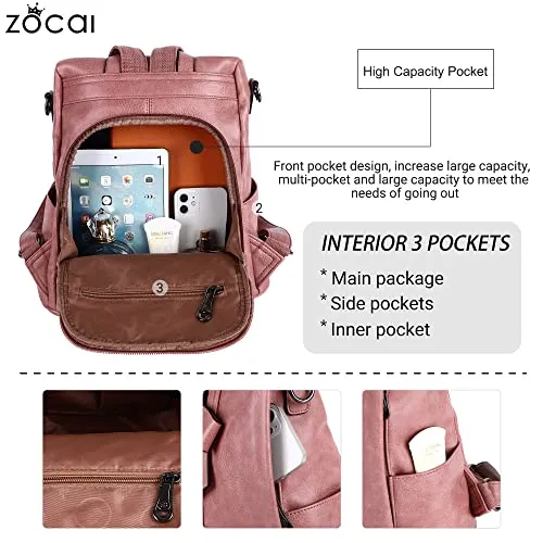 Backpack Purse for Women Fashion Backpack Purses PU Leather Daypacks Anti-Theft Shoulder Bag Satchel Purse