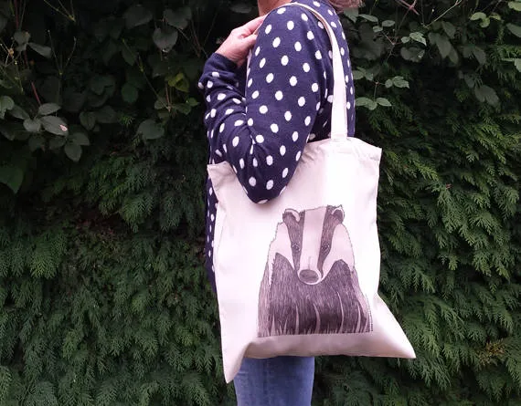 Badger print tote bag
