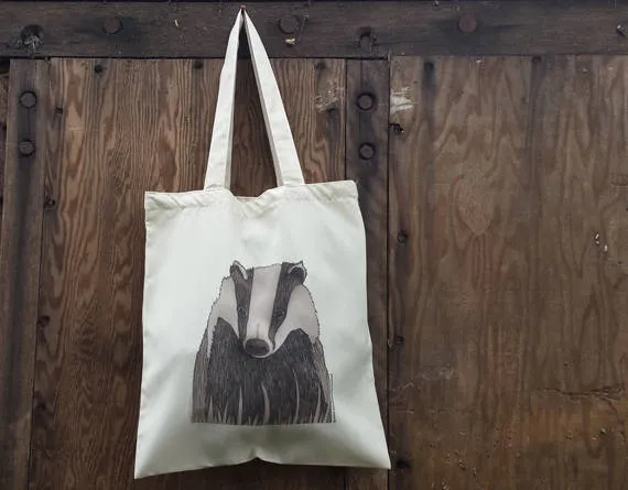 Badger print tote bag