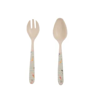 Bamboo Swim Print Fork & Spoon, Set of 2