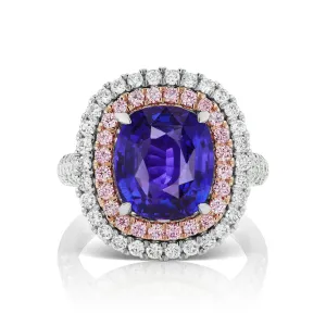 Barmakian Purple Sapphire and Pink Diamond Ring