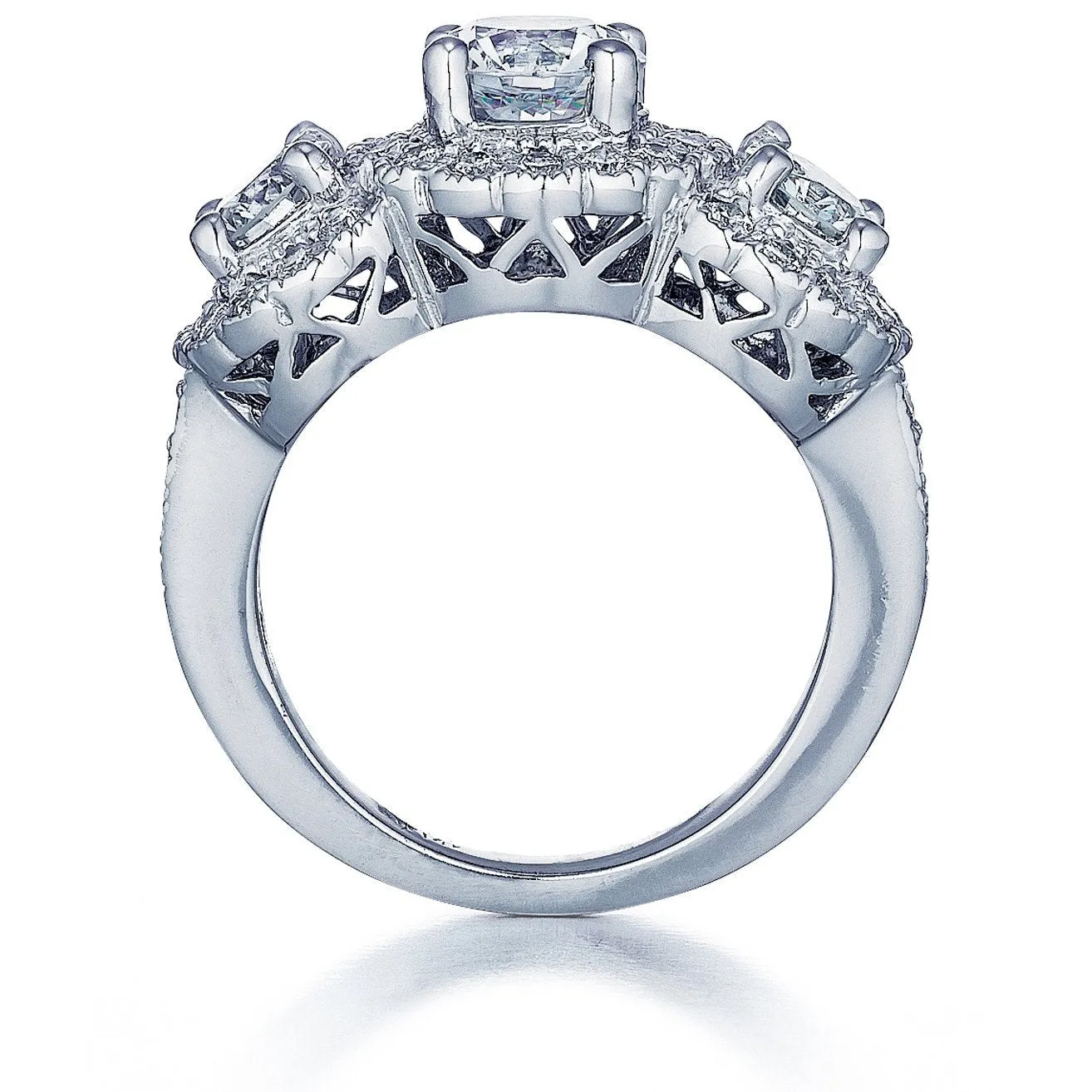 Barmakian Three Stone Halo Engagement Ring