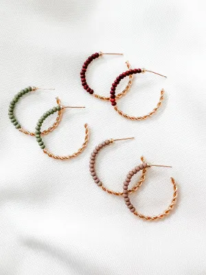 Beaded Twist Hoop