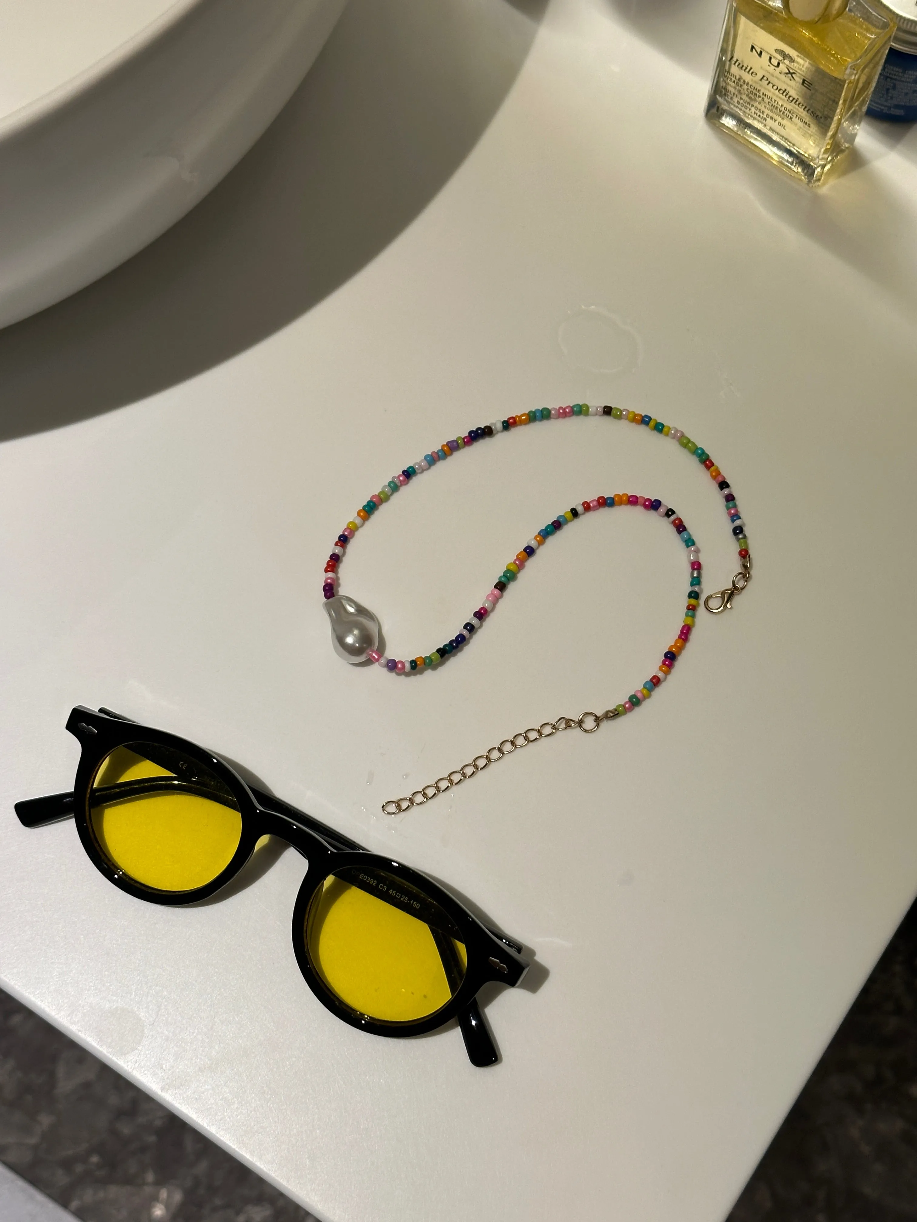 BEADS & PEARL CHARM NECKLACE