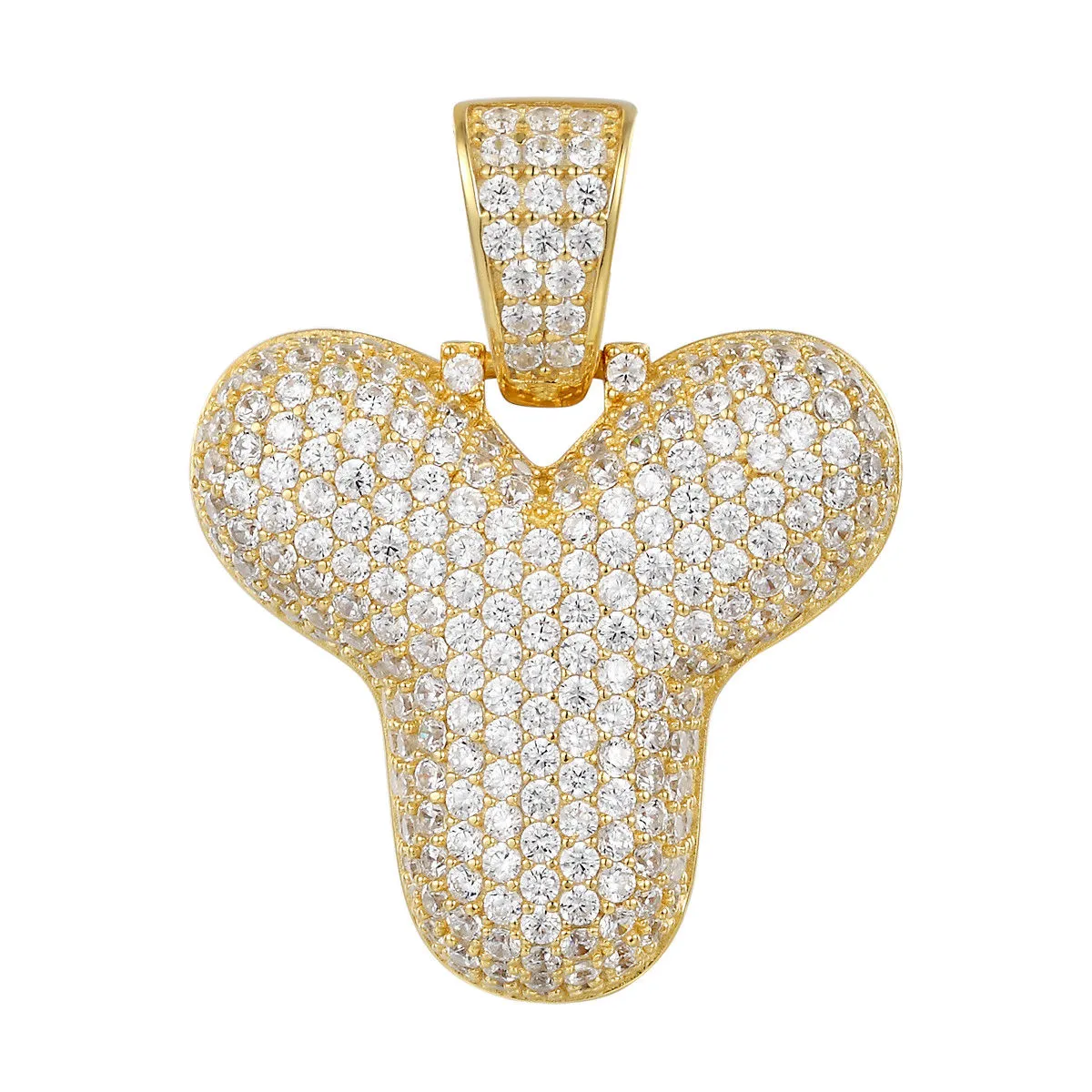 Better Jewelry 14K Gold Plated .925 Sterling Silver Bubble Letter CZ Pendant