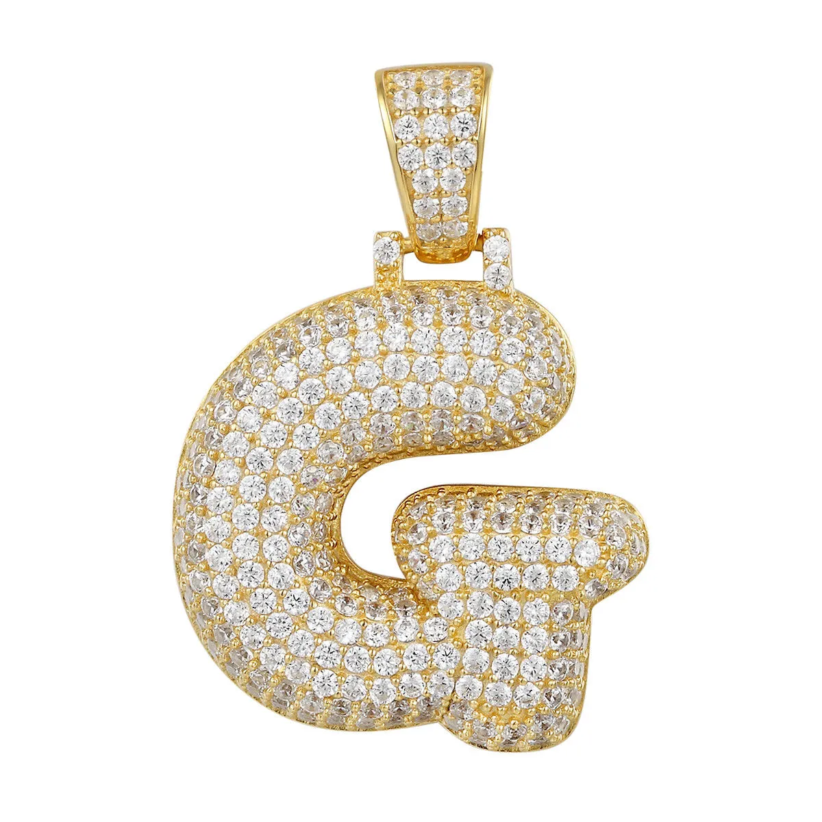Better Jewelry 14K Gold Plated .925 Sterling Silver Bubble Letter CZ Pendant