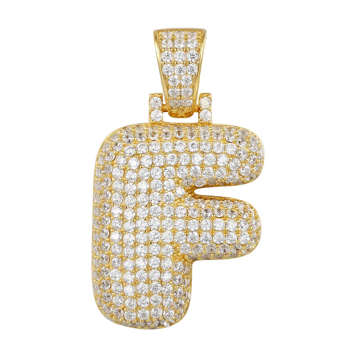 Better Jewelry 14K Gold Plated .925 Sterling Silver Bubble Letter CZ Pendant