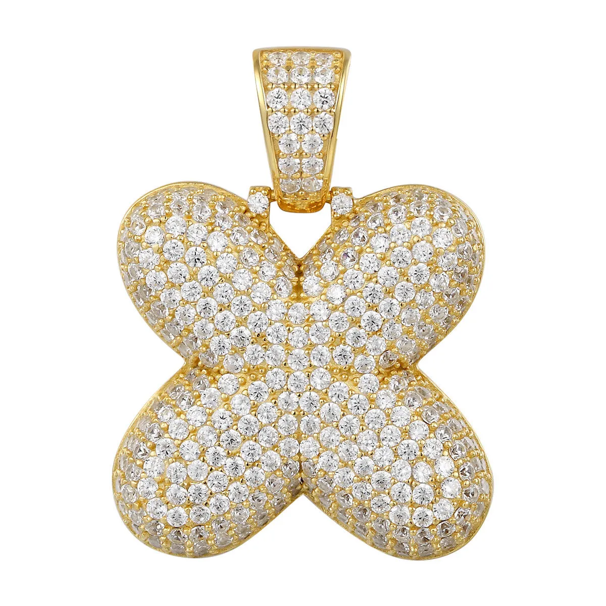 Better Jewelry 14K Gold Plated .925 Sterling Silver Bubble Letter CZ Pendant