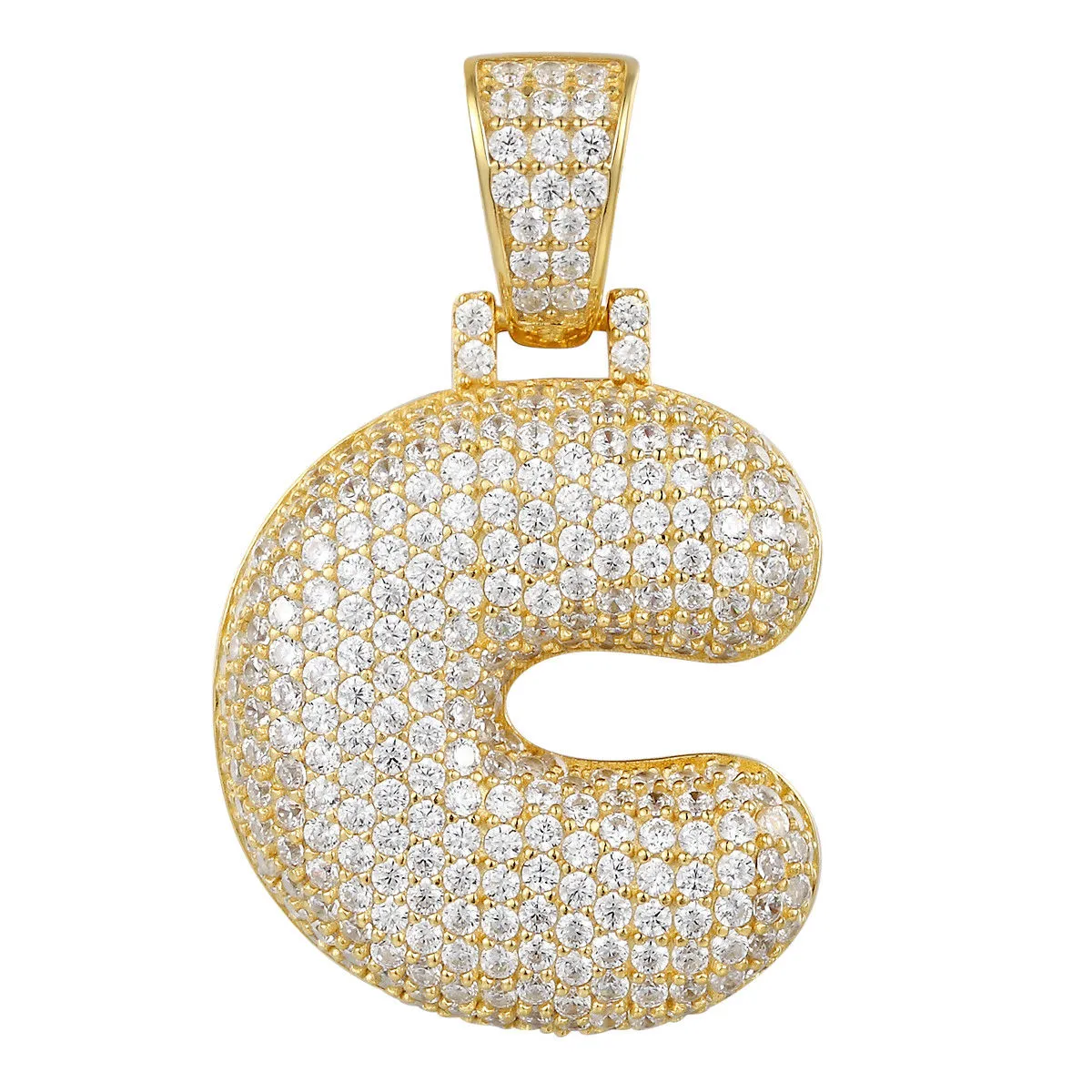 Better Jewelry 14K Gold Plated .925 Sterling Silver Bubble Letter CZ Pendant