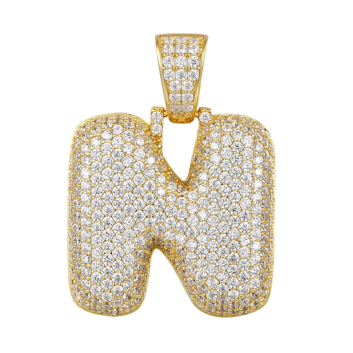 Better Jewelry 14K Gold Plated .925 Sterling Silver Bubble Letter CZ Pendant
