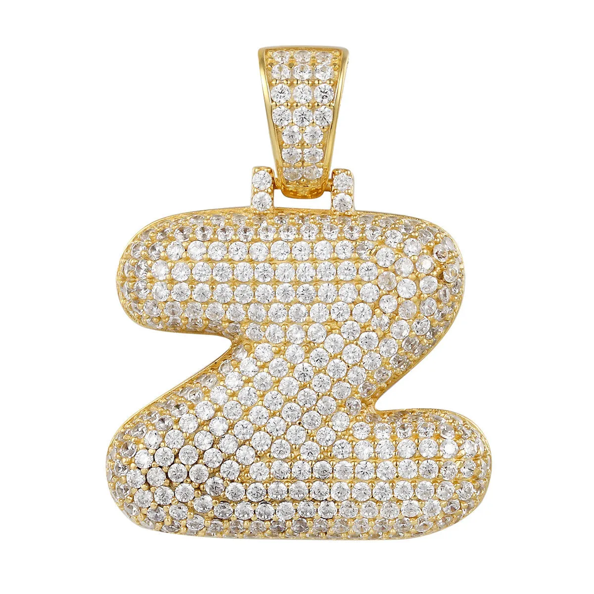 Better Jewelry 14K Gold Plated .925 Sterling Silver Bubble Letter CZ Pendant