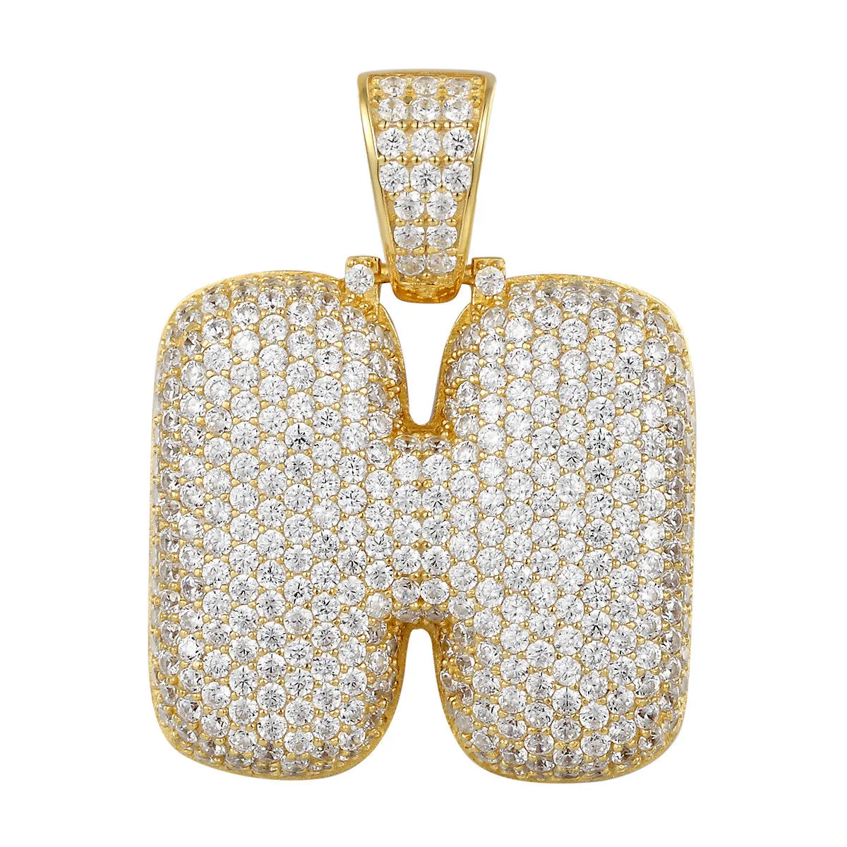 Better Jewelry 14K Gold Plated .925 Sterling Silver Bubble Letter CZ Pendant