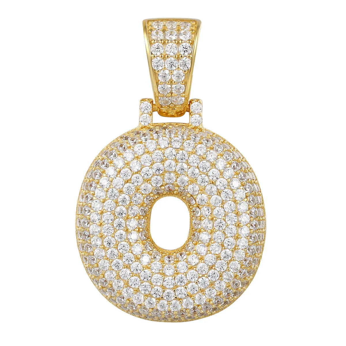 Better Jewelry 14K Gold Plated .925 Sterling Silver Bubble Letter CZ Pendant