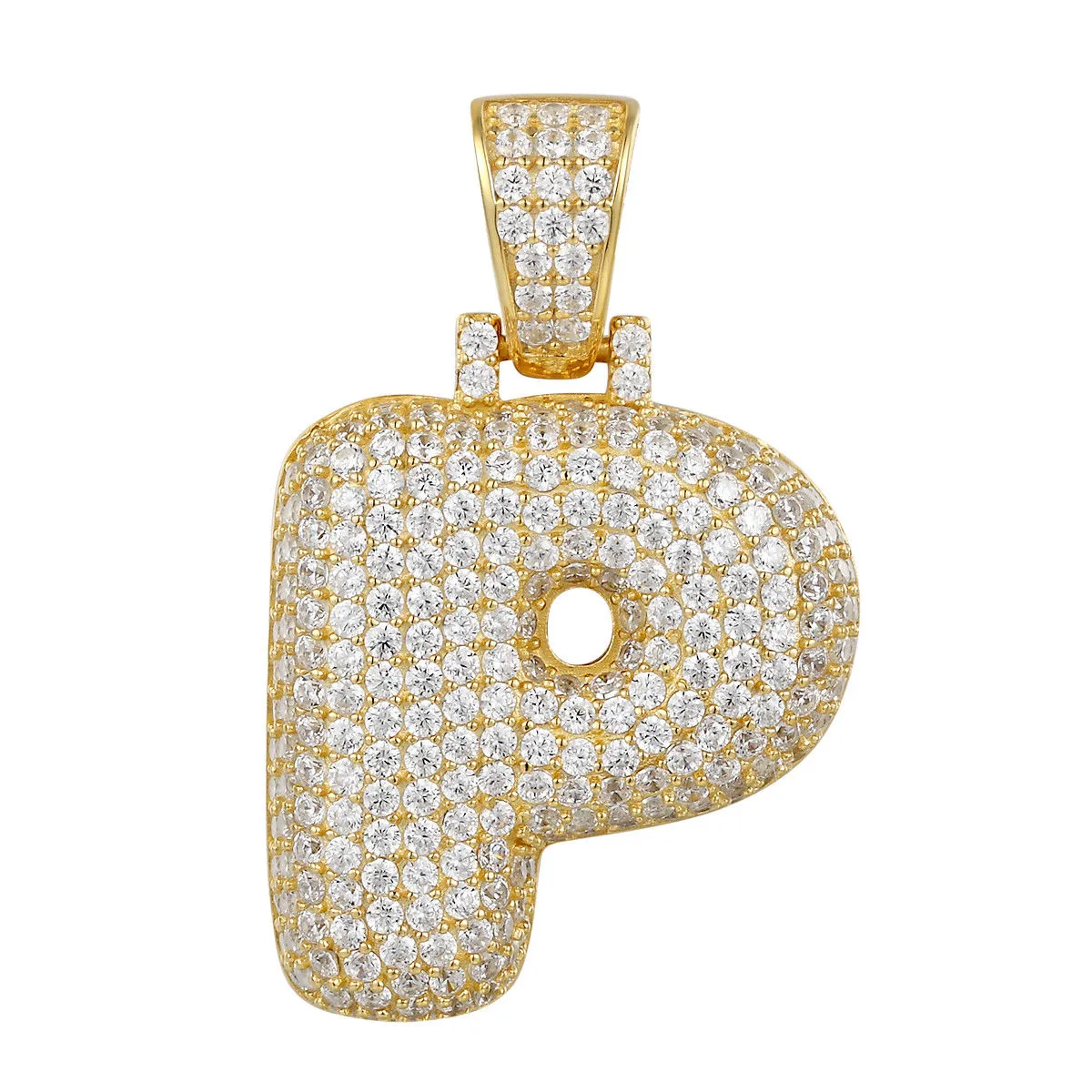 Better Jewelry 14K Gold Plated .925 Sterling Silver Bubble Letter CZ Pendant