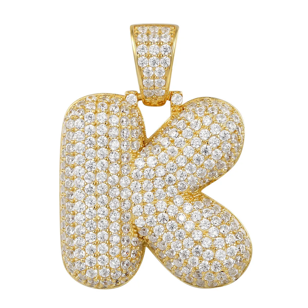 Better Jewelry 14K Gold Plated .925 Sterling Silver Bubble Letter CZ Pendant
