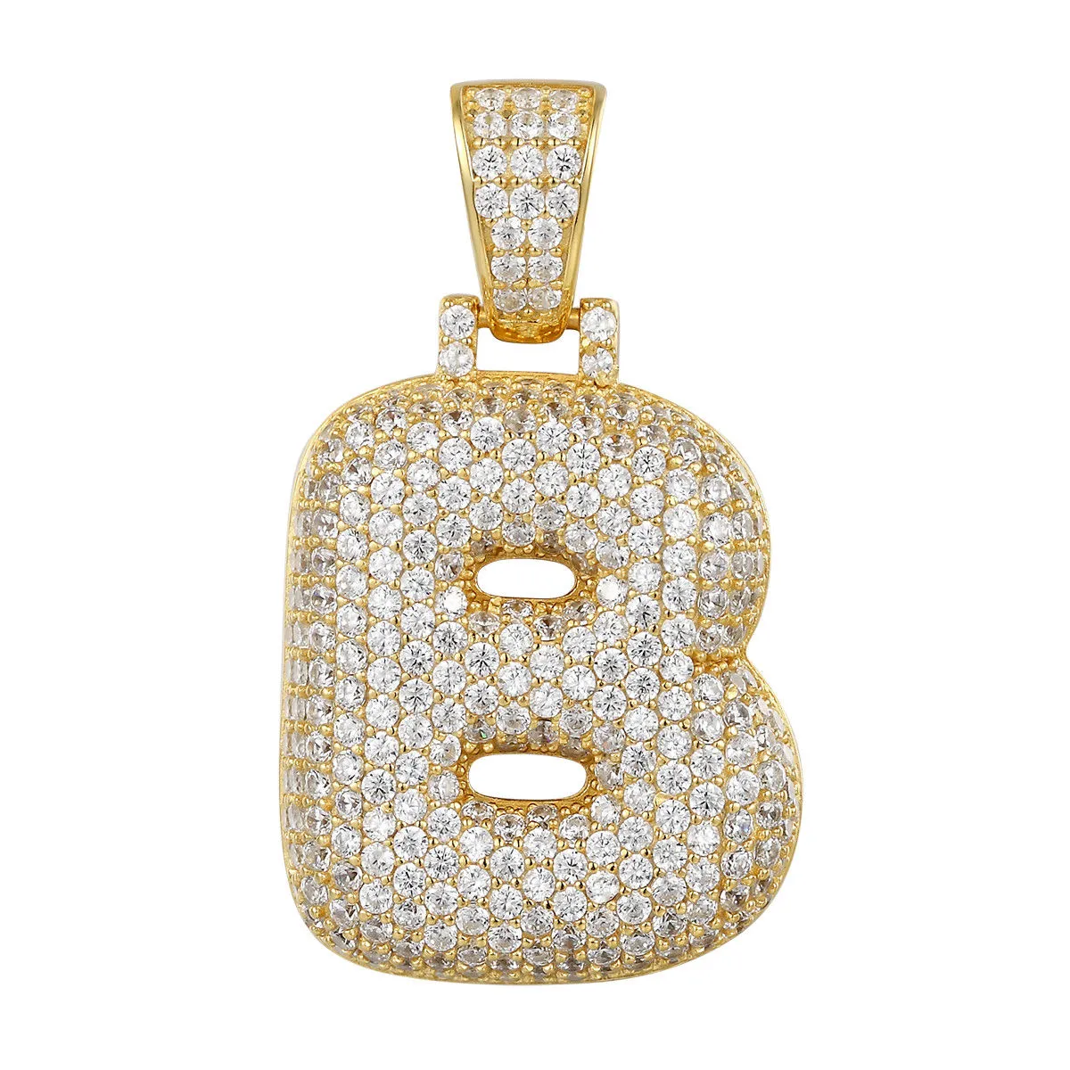 Better Jewelry 14K Gold Plated .925 Sterling Silver Bubble Letter CZ Pendant