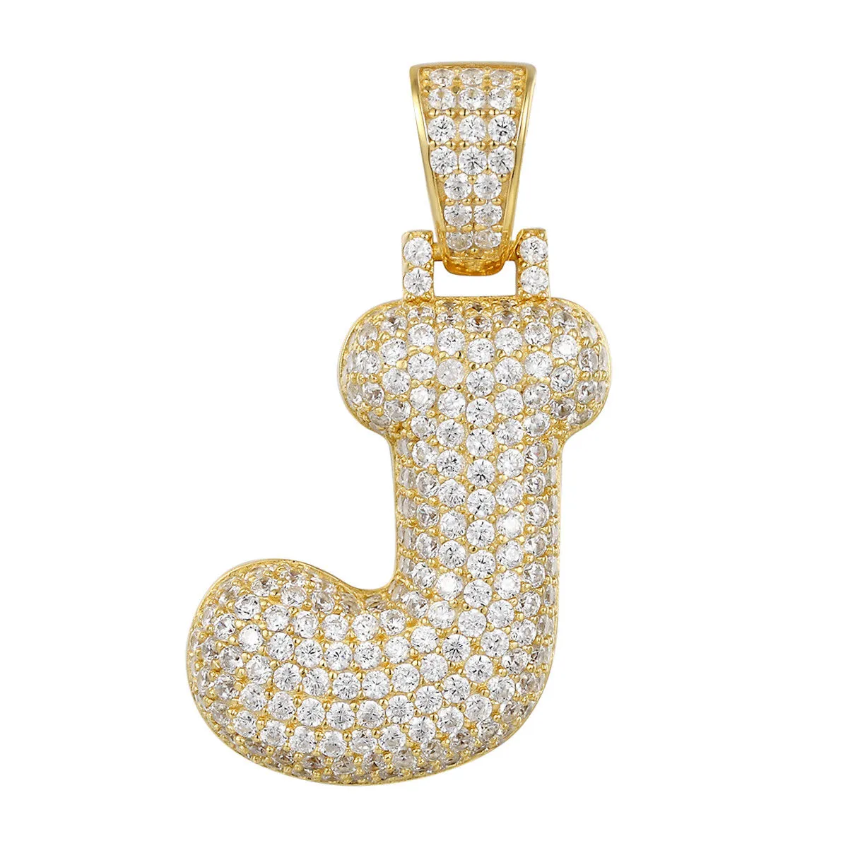Better Jewelry 14K Gold Plated .925 Sterling Silver Bubble Letter CZ Pendant