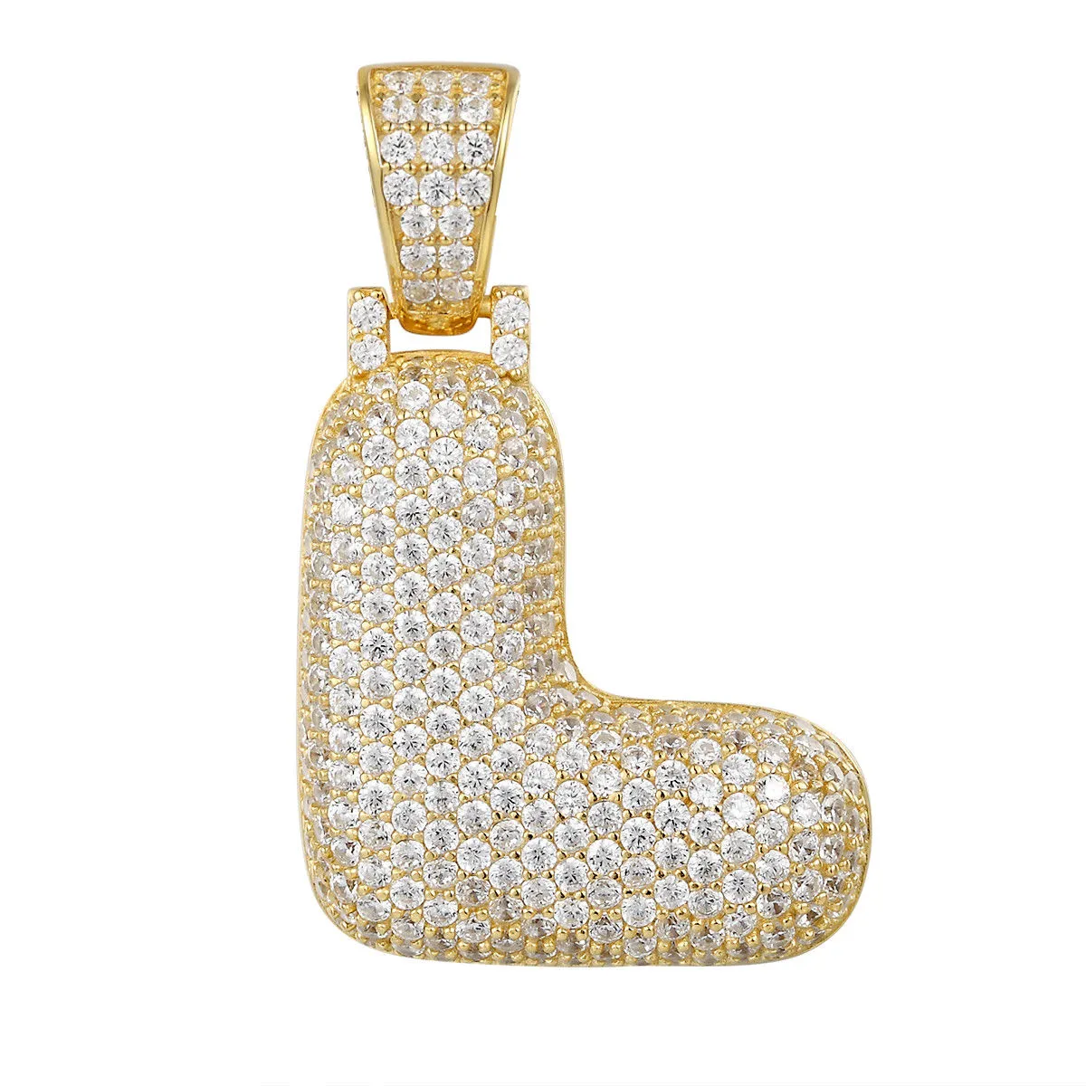 Better Jewelry 14K Gold Plated .925 Sterling Silver Bubble Letter CZ Pendant