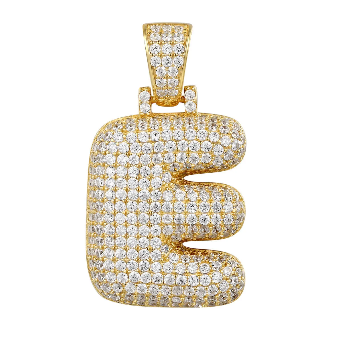 Better Jewelry 14K Gold Plated .925 Sterling Silver Bubble Letter CZ Pendant