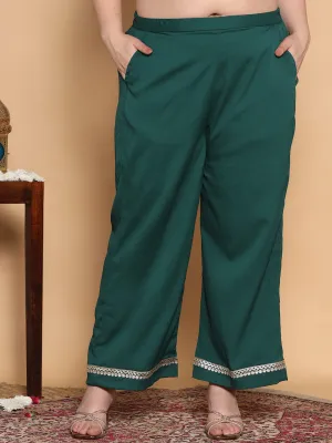 BottleGreen Textured Palazzo - Embellished