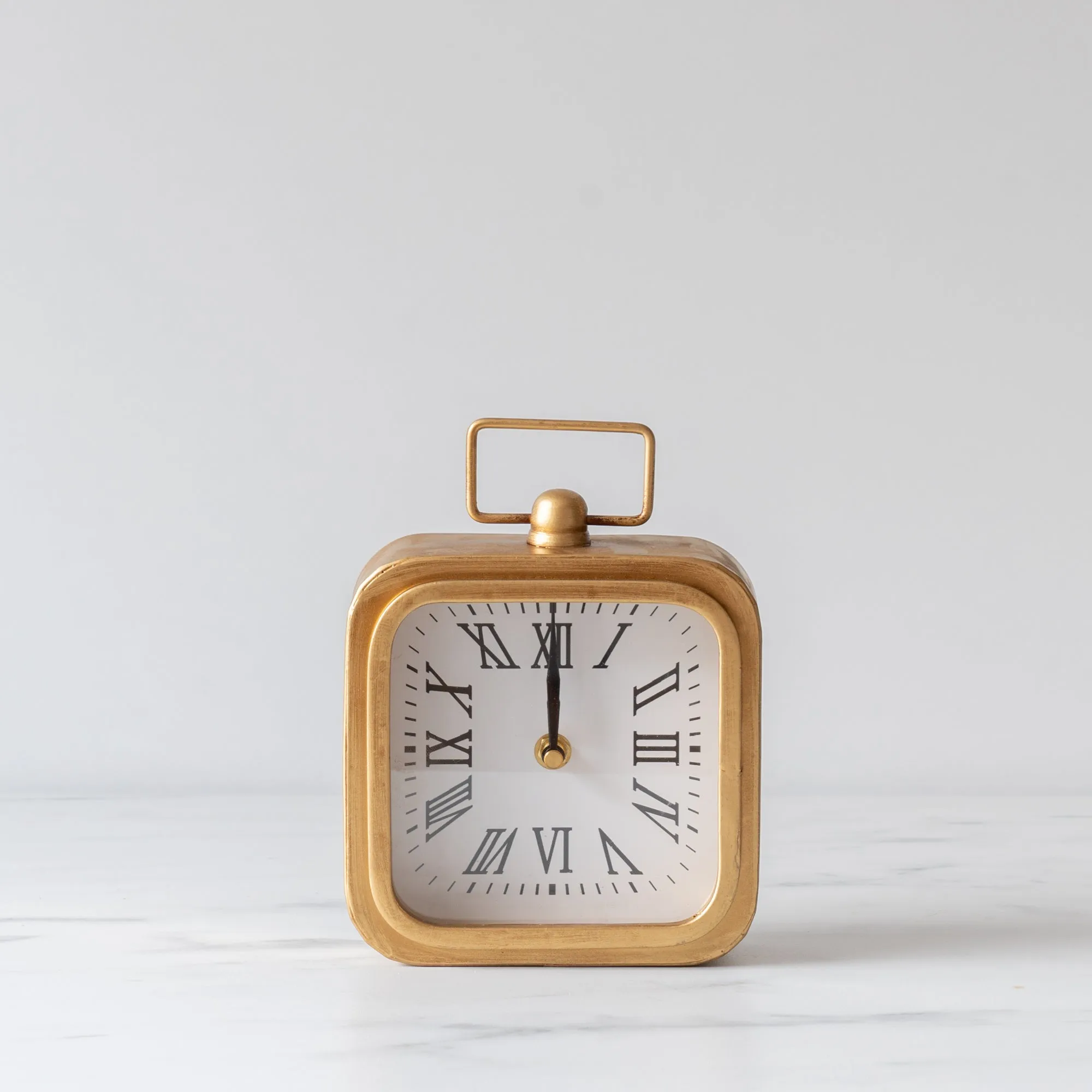 Brass Tabletop Clock with Handle
