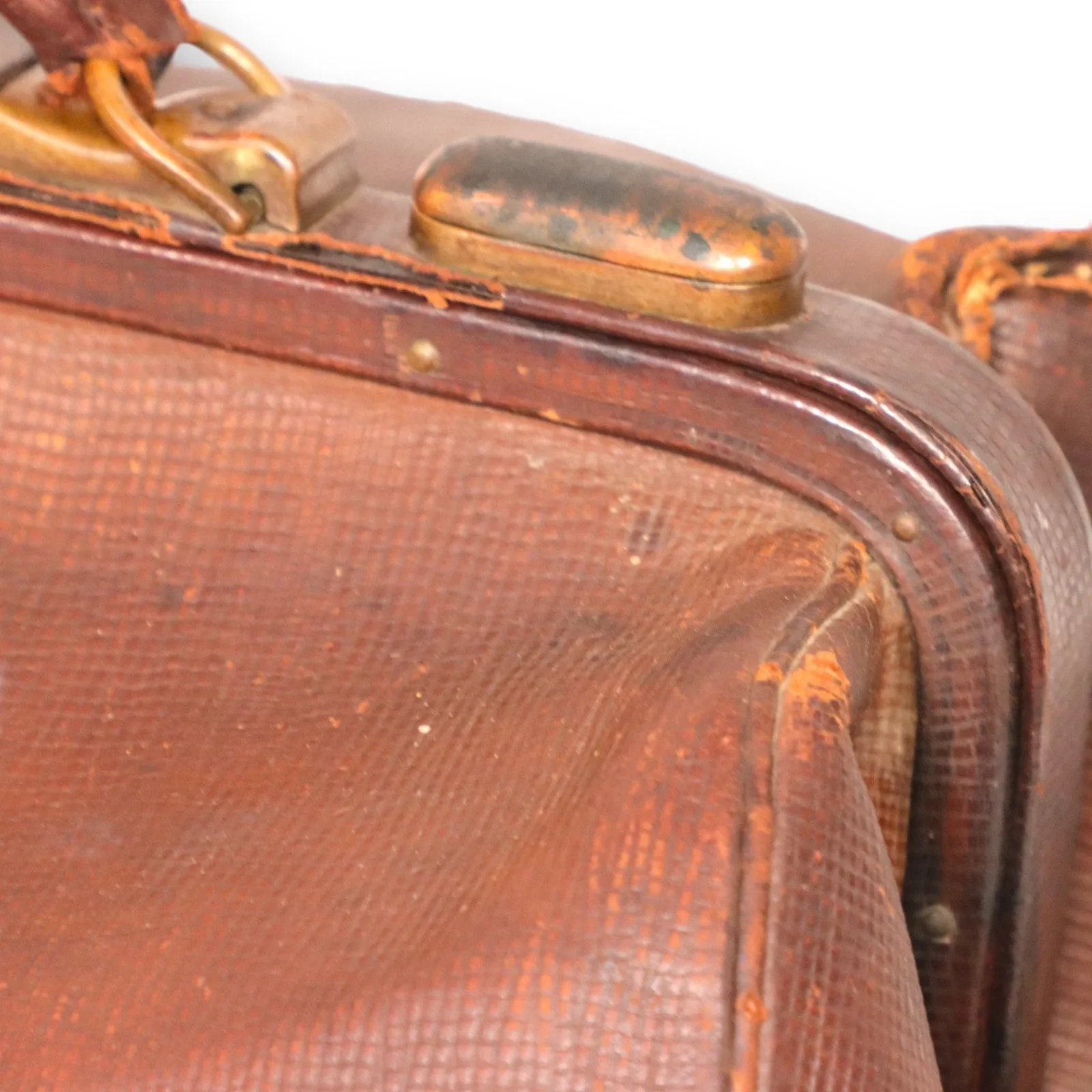 Brown Leather Doctor's Medical Travel Bag 15" Antique Circa 1900