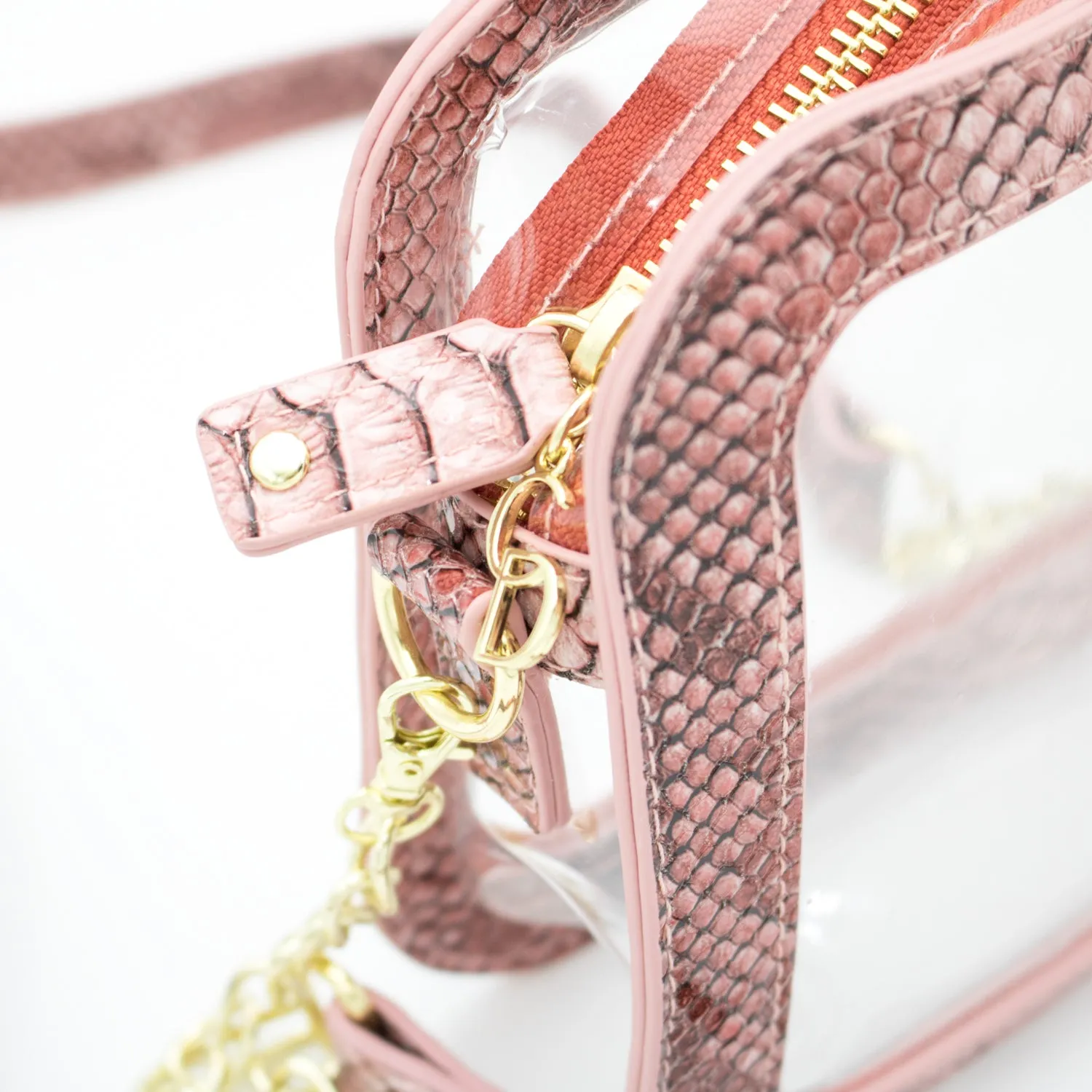 Camera Crossbody - Clear Bag with Mauvewood Accents