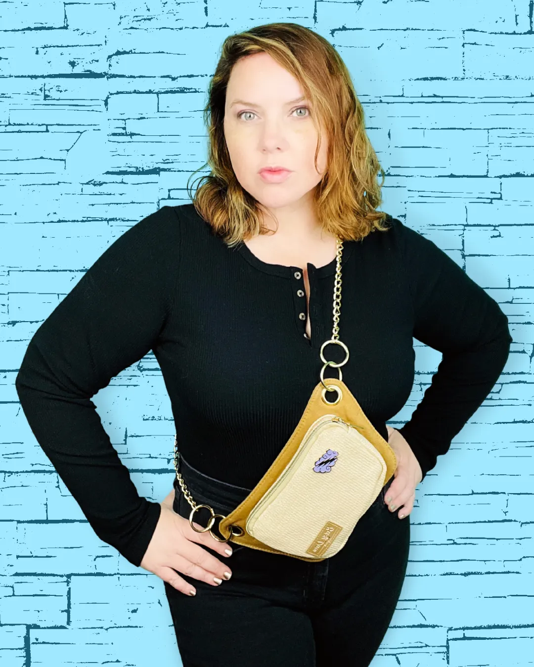 Caramel and Cream Straw Lisa Convertible Crossbody Belt Bag