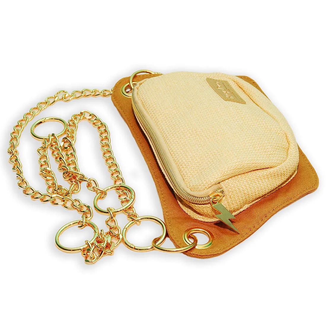 Caramel and Cream Straw Lisa Convertible Crossbody Belt Bag