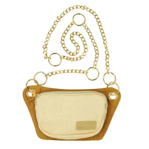 Caramel and Cream Straw Lisa Convertible Crossbody Belt Bag