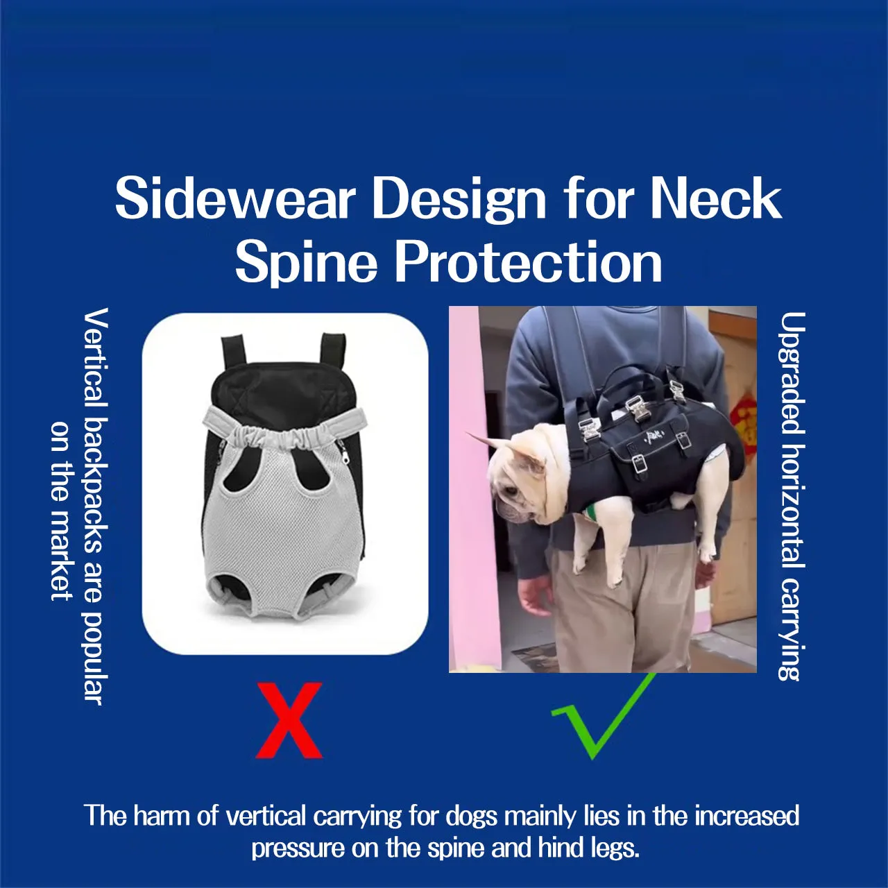 CarryPaw Frenchie Side Carry Backpack – Portable Lightweight and Secure Pet Carrier Bag