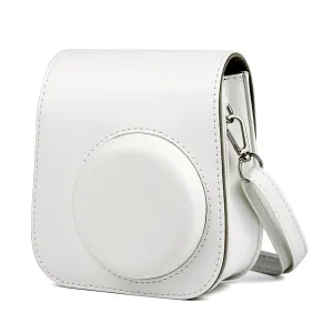 Case for Fujifilm Instax Mini 11 Case PU Leather Instant Camera Cover with Adjustable Strap White
