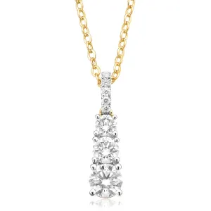 Celebration 9ct Yellow Gold Round Brilliant Cut 1 Carat tw of Certified Lab Grown Diamonds Pendant