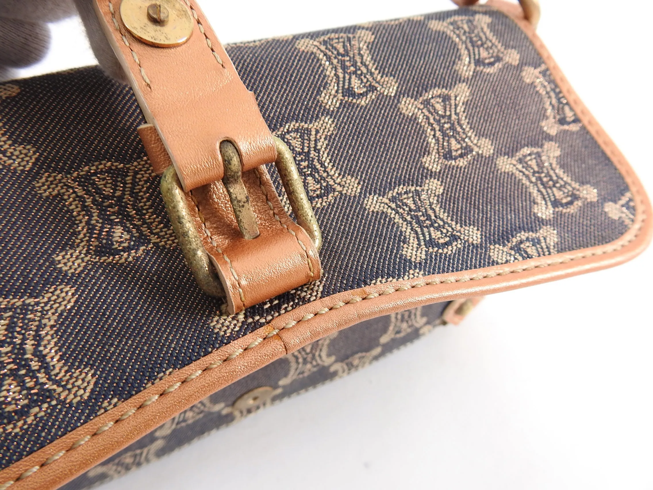 Celine Vintage 2007 Denim Macadam Logo Pochette Bag