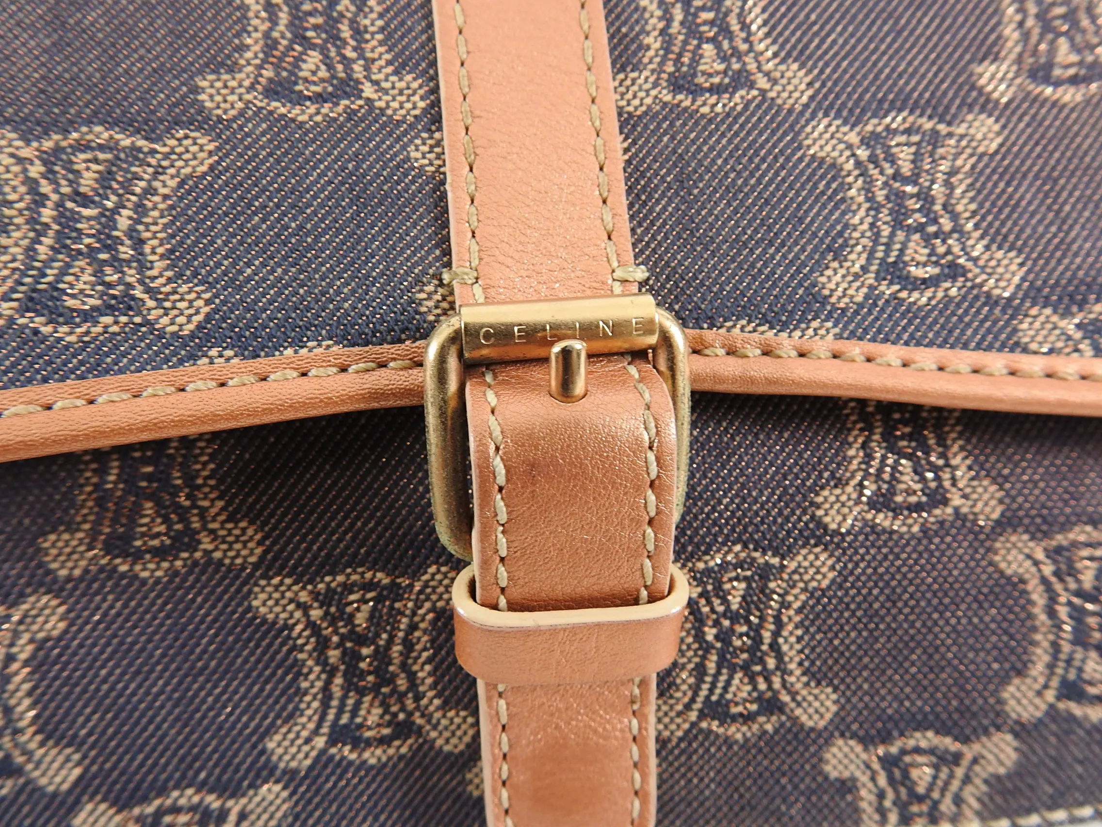 Celine Vintage 2007 Denim Macadam Logo Pochette Bag