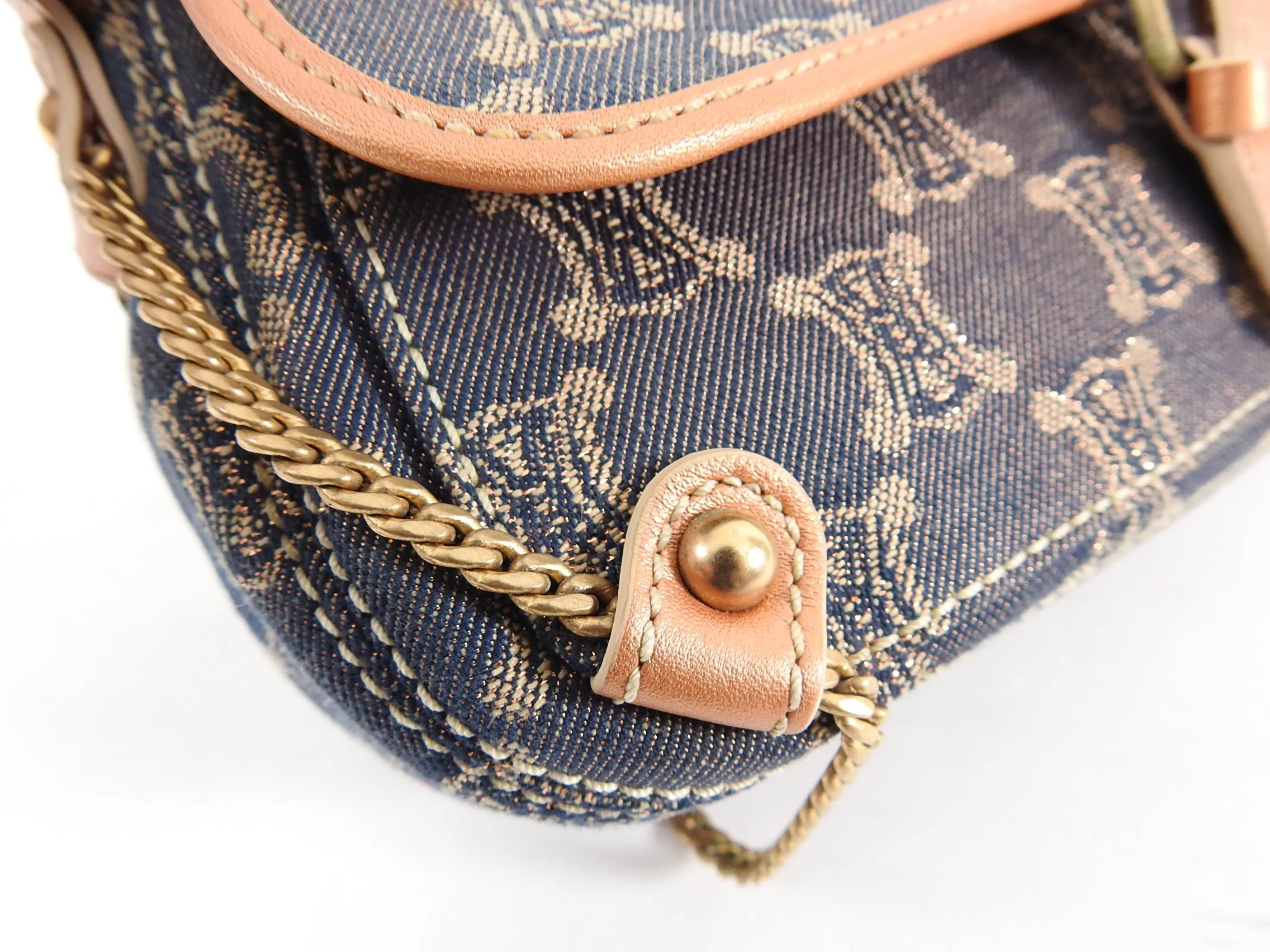 Celine Vintage 2007 Denim Macadam Logo Pochette Bag