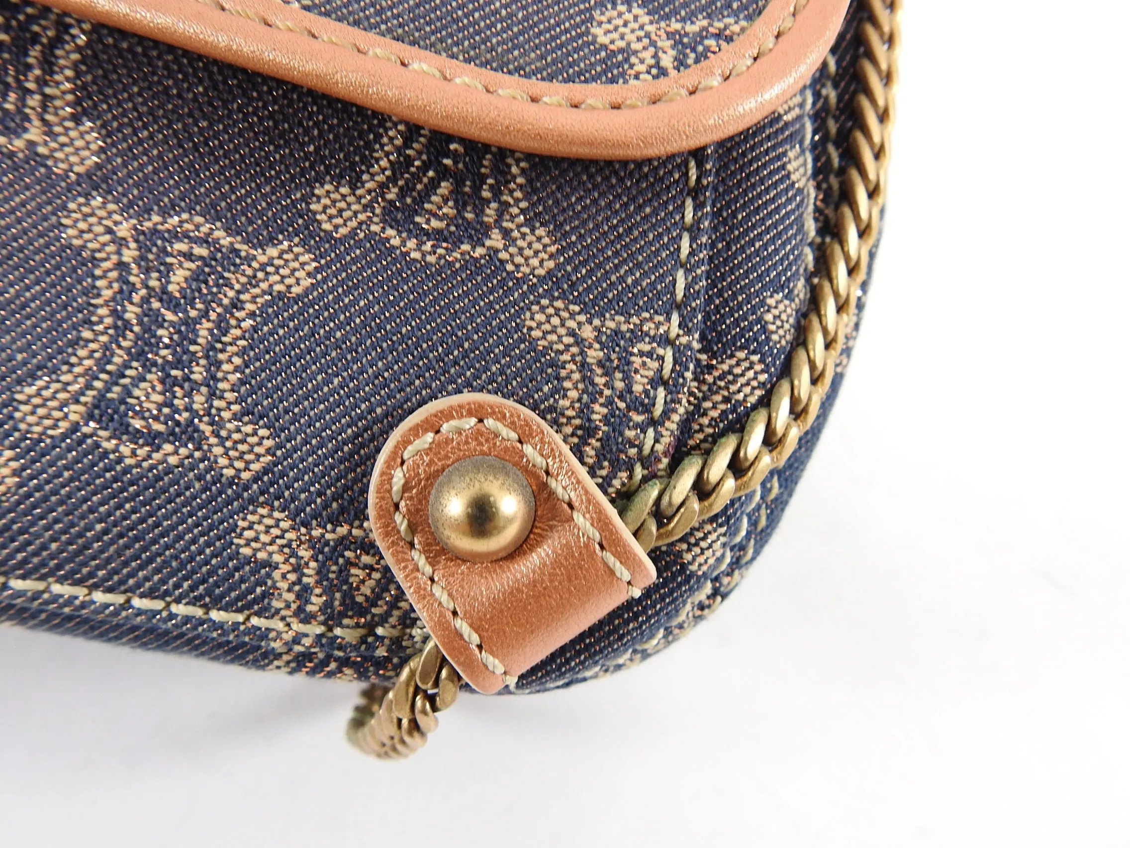 Celine Vintage 2007 Denim Macadam Logo Pochette Bag