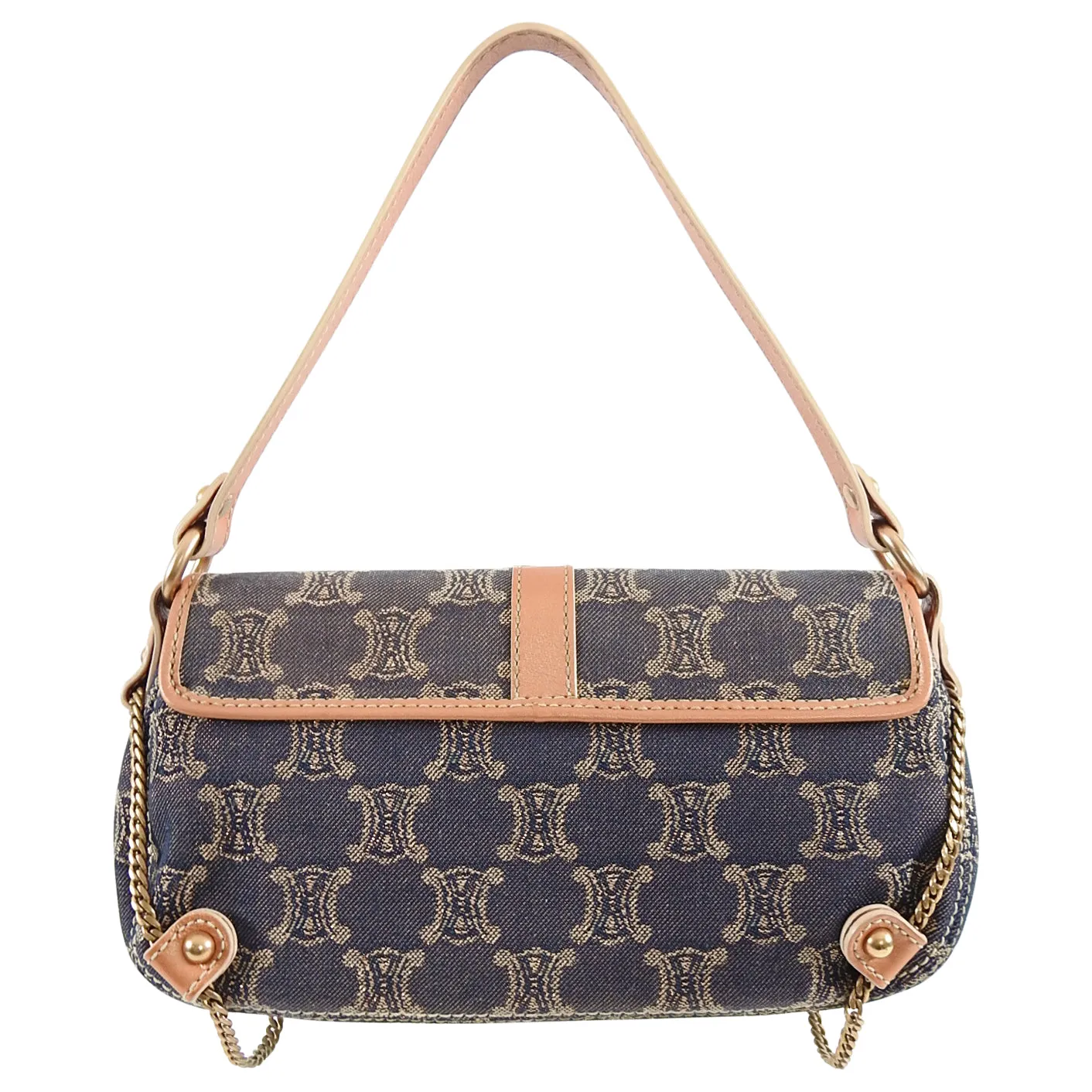 Celine Vintage 2007 Denim Macadam Logo Pochette Bag