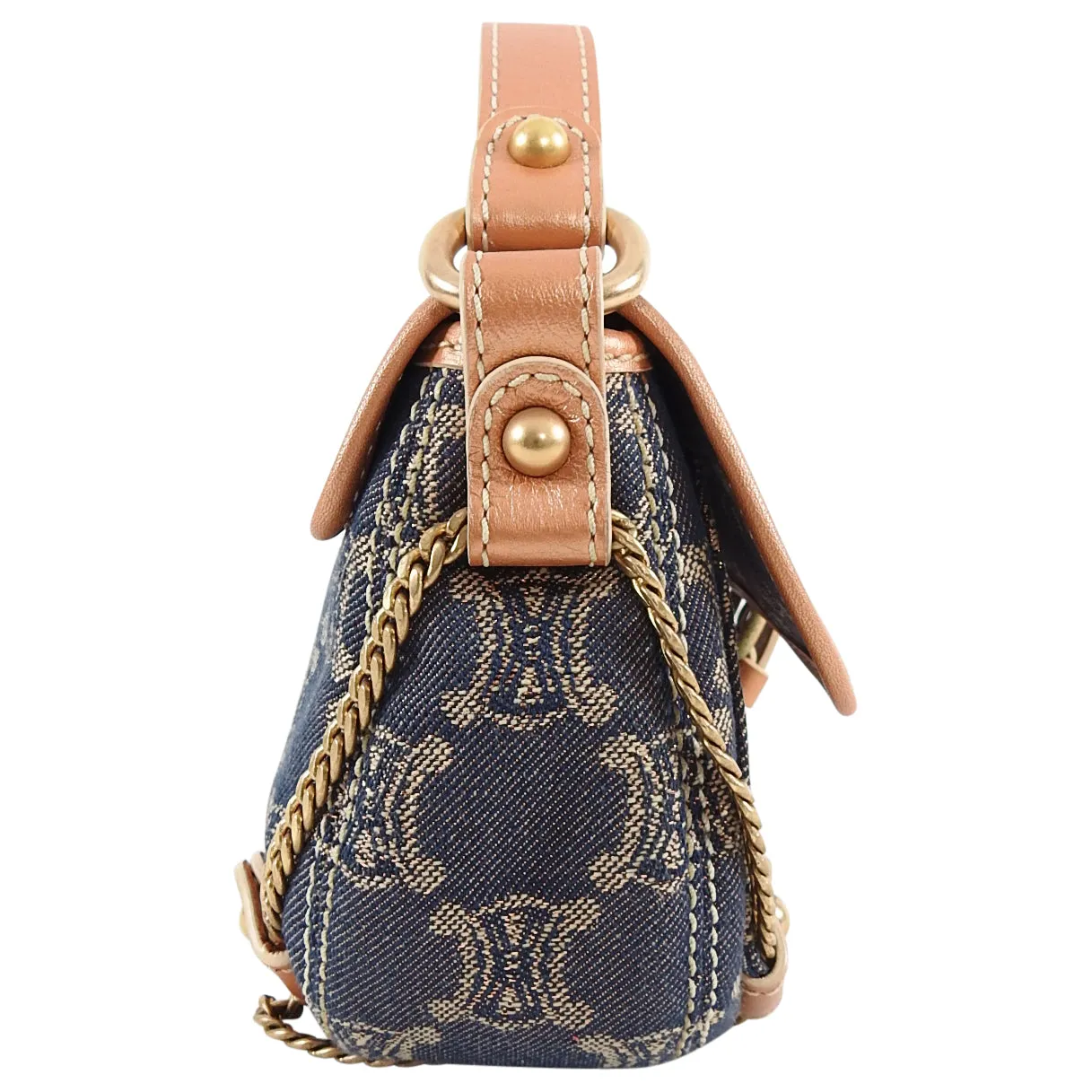 Celine Vintage 2007 Denim Macadam Logo Pochette Bag