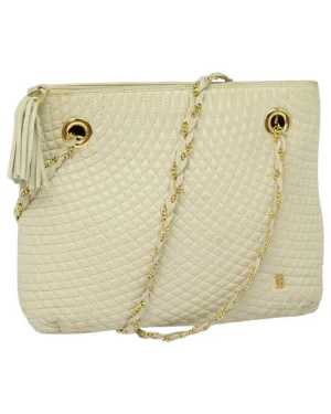 Chain Shoulder Bag Leather with Gold Accents